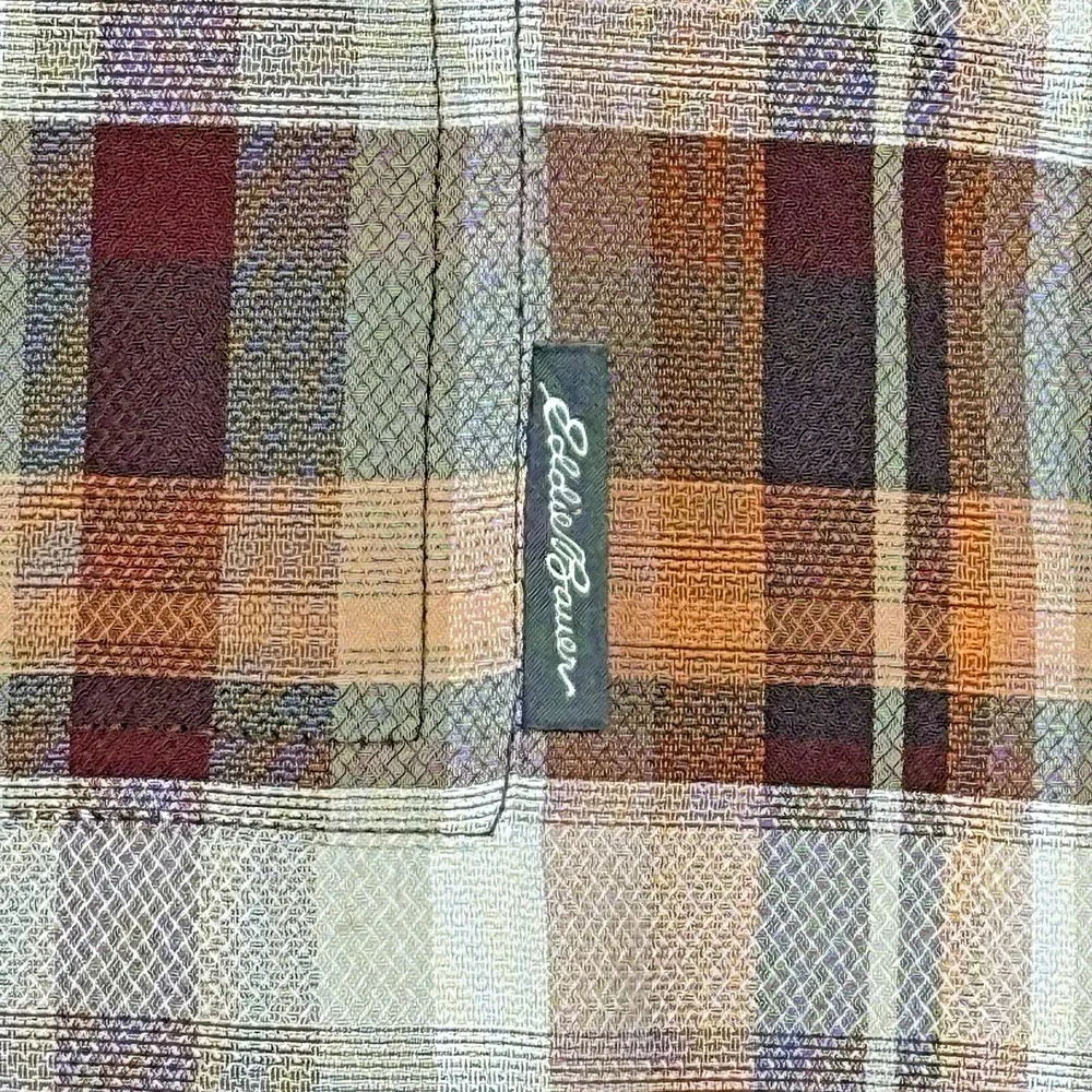 Eddie Bauer Rainier 2.0 Shirt Men's‎ XL Orange Plaid Short Sleeve Outdoor